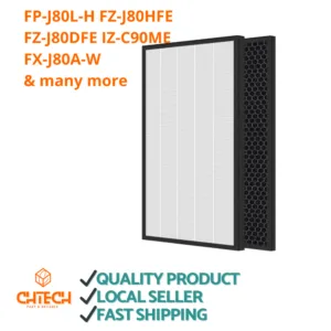 Juego de 2 filtros HEPA FZ-J80HFX de carbón FZ-J80DFX para Sharp FP