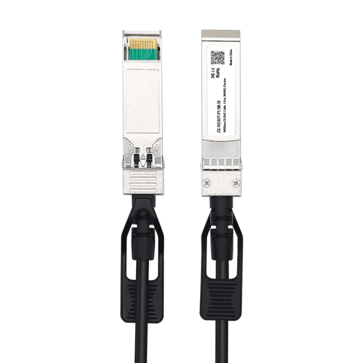 S8d16cd50d24e41b6bdb157042dd66207l.jpg_720x720q80.jpg_ Product Name:10G SFP+ DAC High-Speed Cable Product Model:ZX-10GSFP-P0.5M-30 Transmission Rate:10Gbps Copper Core Diameter:30AWG Minimum Bend Radius:20mm Operating Temperature:0°C ~ 70°C Cable Material:High-Quality PVC